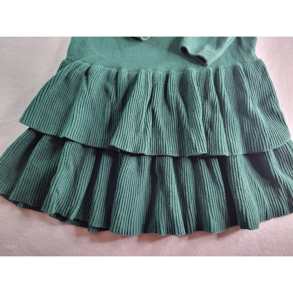 Gymboree Girls Green Red Fair Isle Snowflake Sweater Dress Faux Fur Collar 12